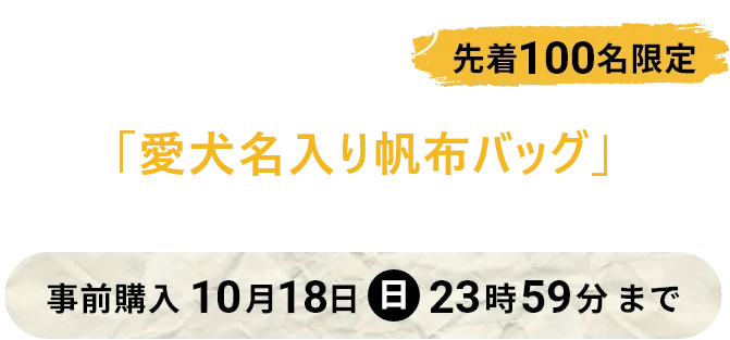 Ken Kagami氏直筆 先着100名限定「愛犬名入り帆布バッグ」プレゼント!! 事前購入 10月18日(日)23時59分まで